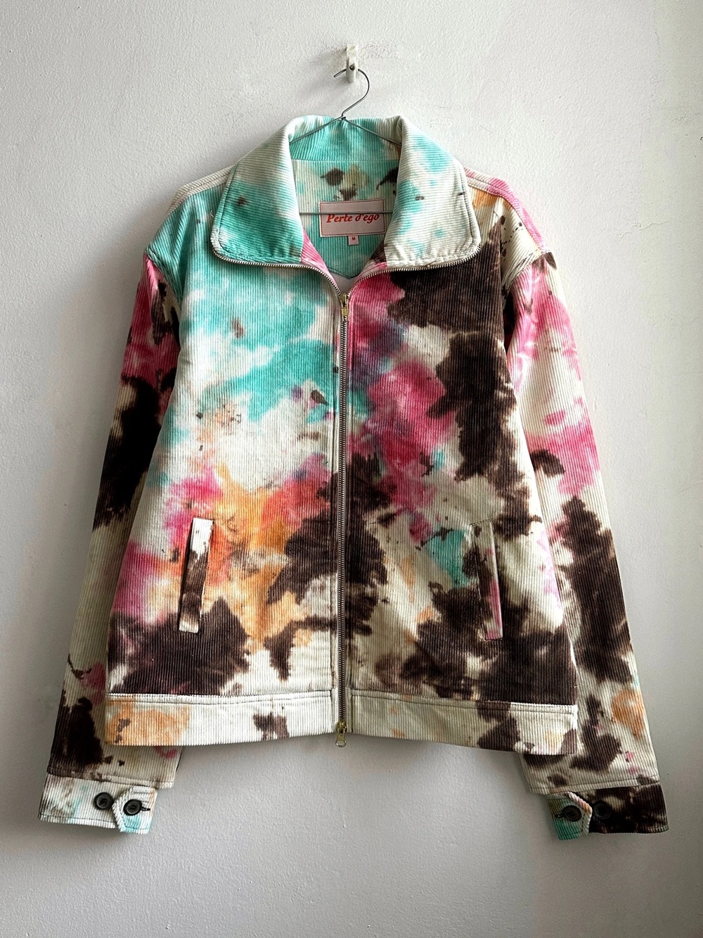 Perte d’ego Hand-Dyed Tie Dye Corduroy Zip Jacket Size M